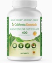 California Essentials Magnezyum Glycinate 400 - Chelated, High Abxia Elemental Magnezyum for Muscle Relief, Bone & Heart Support -Vegan, Non-GMO, Gluten-Free ( Count360s (Pack of 1)