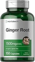 Horbäach Ginger Root Capsules 1500 mg | 150 Pills | Non-GMO, Gluten Free | Ginger Root