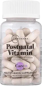 PREMAMA Postpartum Multivitamin with Vitamin B12 & Folate, Postnatal Support for Lactation and Breastfeeding, 28 Servings