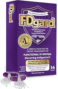FDgard® for Fonksiyonel Dyspepsia (Recurring Indigestion) Semptomlar, Abdominal Discomfort, Zory Bir Meal, Bloating, Nausea, 36 Capsules