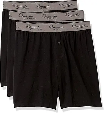 Organik İmzalar Erkeklerin Boxers% 100 Organik Pamuk, Erkekler için Yumuşak Boxers, 3-Pack