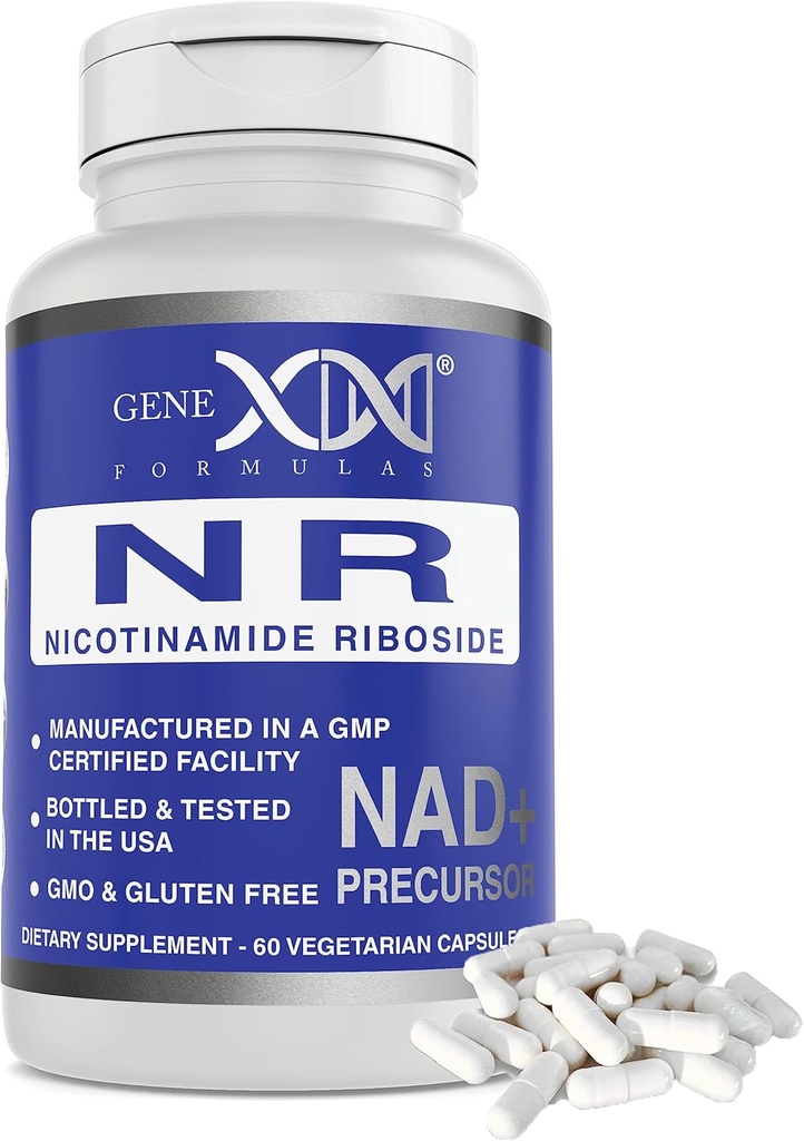 Genex Formulas NR Nicotinamide Riboside 300mg/Serving (60 Κάψουλες) NAD+ Precursor for Healthy Aging - GMP-Certified, Μη ΓΤΟ, Χωρίς Γλουτένη, Χορτοφαγική (1 Συσκευασία)
