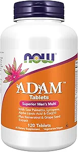 Şimdi Gıdalar Tamamlıyor, ADAMTM Erkeklerin Multivitamin with Saw Palmetto, Lycopene, Alpha Lipoic Acid and CoQ10, Plus Natural Resveratrol & Grape Tohumu, 120 Tablet