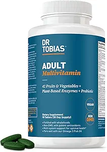 Dr. Tobias Adult Multivitamin Supplement, Made with 42 Φρούτα & Λαχανικά, Added Probiotics, Vegan & Non-GMO Multivitamins for Men & Women, Supports Energy, Μεταβολισμός & ανοσοποιητικό σύστημα