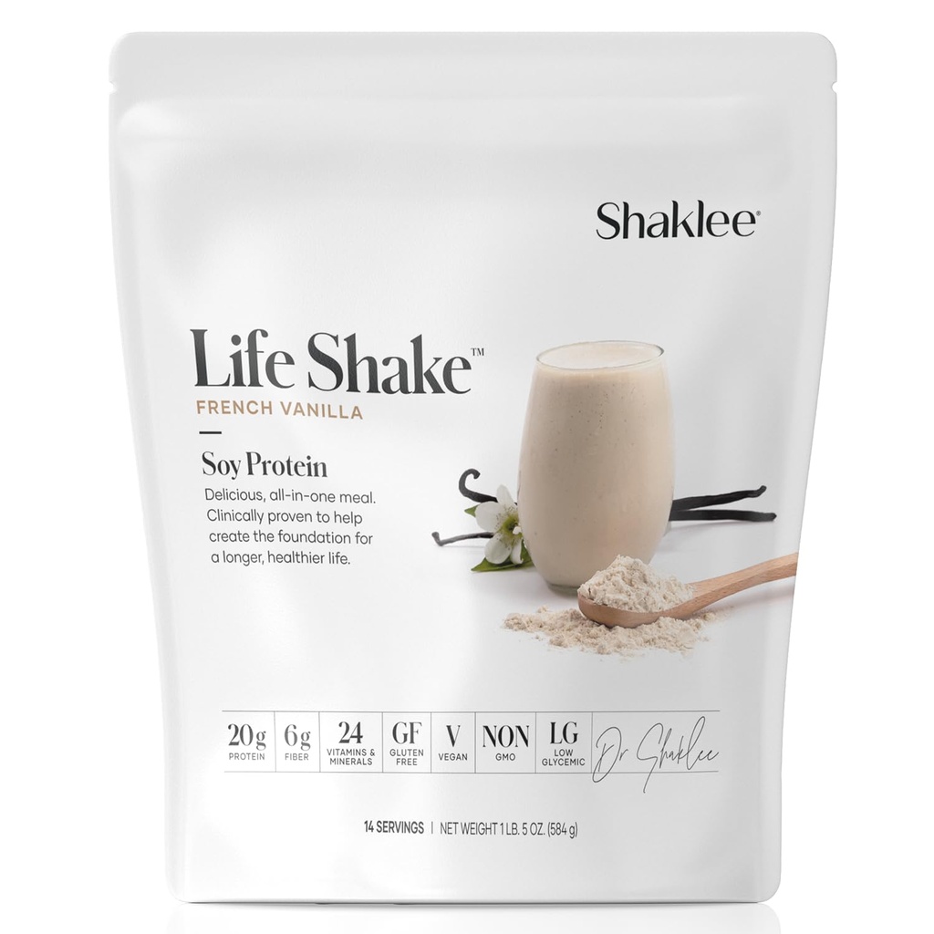 Shaklee Life ShakeTM Soy Protein Fransız Vanilla - 20g protein, 6g Fiber, 24 Vitamin & Minerals - Destekler Satiety & Sağlıklı Kilo - Non-GMO - 14 Hizmetler