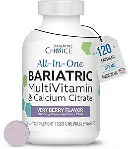Bariatric Choice All-in-One Chewable Bariatric MultiVitamin with Iron & Calcium Citrate, Very Berry (120ct)