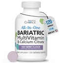 Bariatric Choice All-in-One Chewable Bariatric MultiVitamin με κιτρικό σίδηρο & ασβέστιο, Very Berry (120ct)