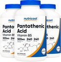 Nutricost Pantothenic Acid (Vitamin B5) 500 mg, 240 Capsules (3 Şişe)