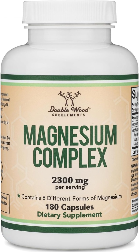 Magnezyum Kompleksi Ek 180 Capsules (426 mg Elemental Magnezyum, Magnezyum Sekiz Farklı Formun 2,300 mg of Eight Farklı Forms of Magnezyum) MAG-8, Magnezyum'un %100 Günlük Önerilen Değerini Çift Wood
