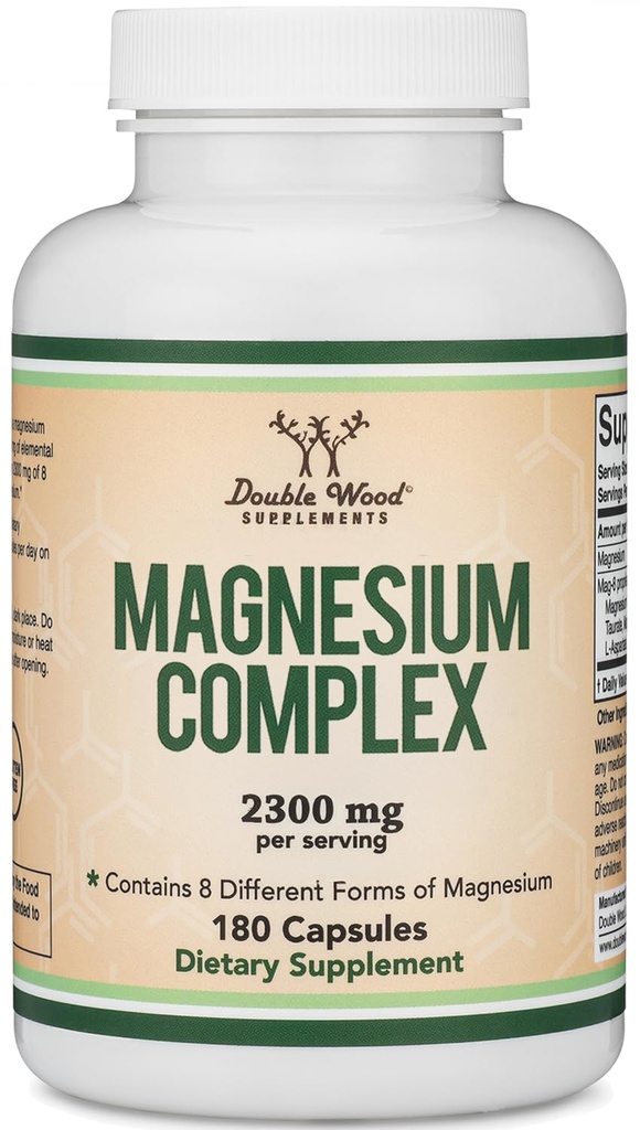 Magnezyum Kompleksi Ek 180 Capsules (426 mg Elemental Magnezyum, Magnezyum Sekiz Farklı Formun 2,300 mg of Eight Farklı Forms of Magnezyum) MAG-8, Magnezyum'un %100 Günlük Önerilen Değerini Çift Wood