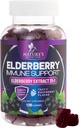 Elderberry Immune Support Gummies - Super Tempd 35:1 Extract, Equivalent to 4200 mg of Elderberries - Sambucus Black Elder Berry Vitamin Tamam, Çocuklar ve Yetişkinler için Günlük Destek - 120 Gummies