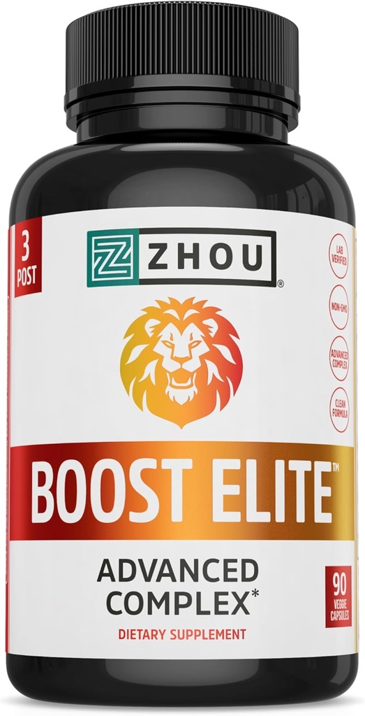 Zhou Boost Elite - Energy Supplement, Natural Muscle Support Pills for Men with Tribulus, Fenugreek, BTC ve Maca - 90 Veggie Capsules