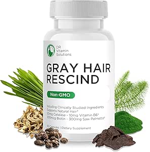 DR Vitamin Çözümleri Gray Hair Rescind with Catalase - Antiaging Hair, Skin and Nails Vitamins, Pantothenic Acid, Folic Acid 400mcg, Biotin 300 Find Palmetto for Men and Women