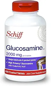 Γλυκοζαμίνη Schiff με Υαλουρονικό Οξύ, 2000mg Γλυκοζαμίνη, Συμπληρώματα Κοινής Φροντίδας Βοηθά στη Λιπαντική & Προστασία των αρθρώσεων*, 150 Count (Pack of 2)