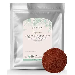 Starwest Botanicals Organik Cayenne Pepper Toz 35k HU - Sezon ve Marinades için ısı, Red Pepper Spice, Capsaicin'den türlenmiş, sertifikalı Kosher, Non-GMO - Bulk 1 lb Bag