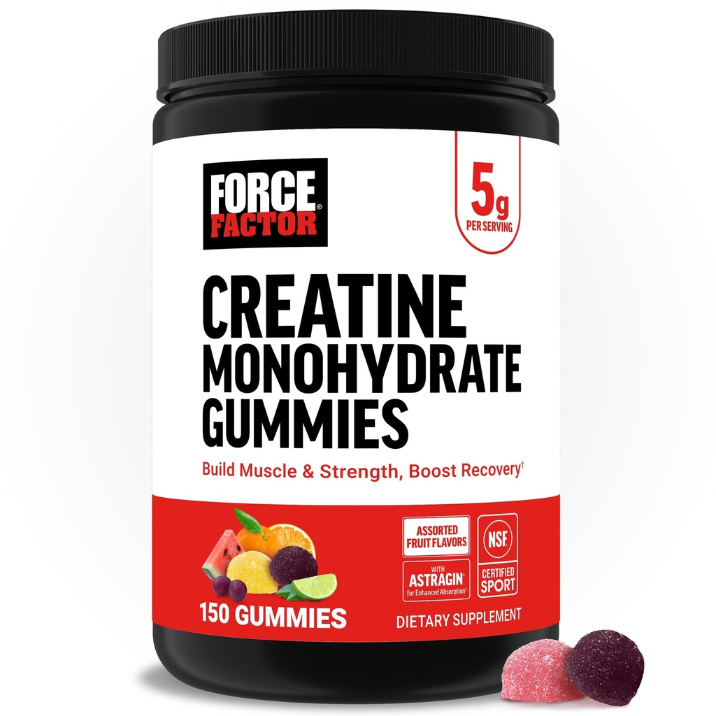 Power Factor Creatine Monohydrate Gummies, 5g Dose for Men & Women to Support Muscle, Strength, Recovery, Γνωστική Υγεία & Μνήμη, Ποικίλες Γεύσεις Φρούτων, 150 Gummies