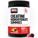 Force Factor Kretine Monohidrat Gummies, 5g Dose for Men & Women to Support Muscle, Strength, Recovery, Cognitive Health & Memory, Assorted Fruit Flavors, 150 Gummies