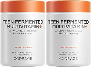 Kodage Teen Multivitamin Supplement – Daily Vitamins ve Minerals for Teen Boys and Girls – Organic Whole Food Formula with Omega-3 and Vitamins A to K - 2 Pack