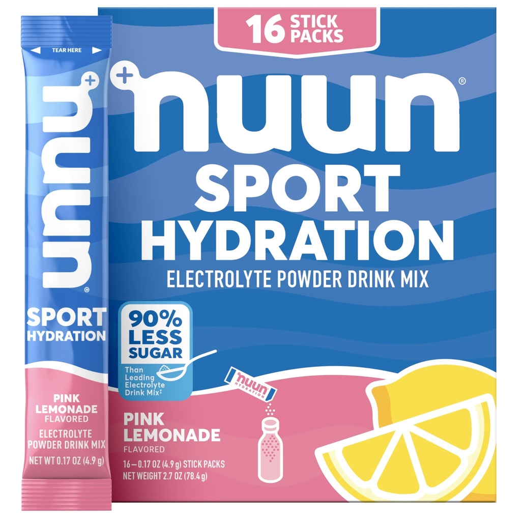 Nuun Sport Electrolyte Toz Packets with, Magnezyumul, Pyum, Chloride, ve Sodyum, Hydration Packets for On-the-Go, Pink Lemonade Flavor, Gluten Free & Vegan, 16 Single