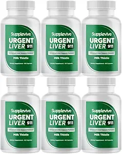 Urgent Liver 911 Herbal Liver Support Supplement Liver Cleanse Detox & Formula ile Süt Butle Silymarin Dandelion Root ve Artichoke Ekstra Canlı Sağlık Için Taklit, 60 Capsules (6)