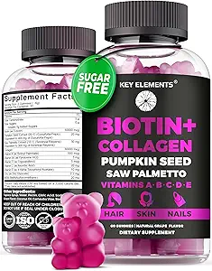 Saç Ciltleri ve Çığları 10000 A B6 C D E - Biotin ve Collagen Gummies - Biotin Vitaminleri Saç Büyüme Kombinasyonu için Biyotin Vitaminleri