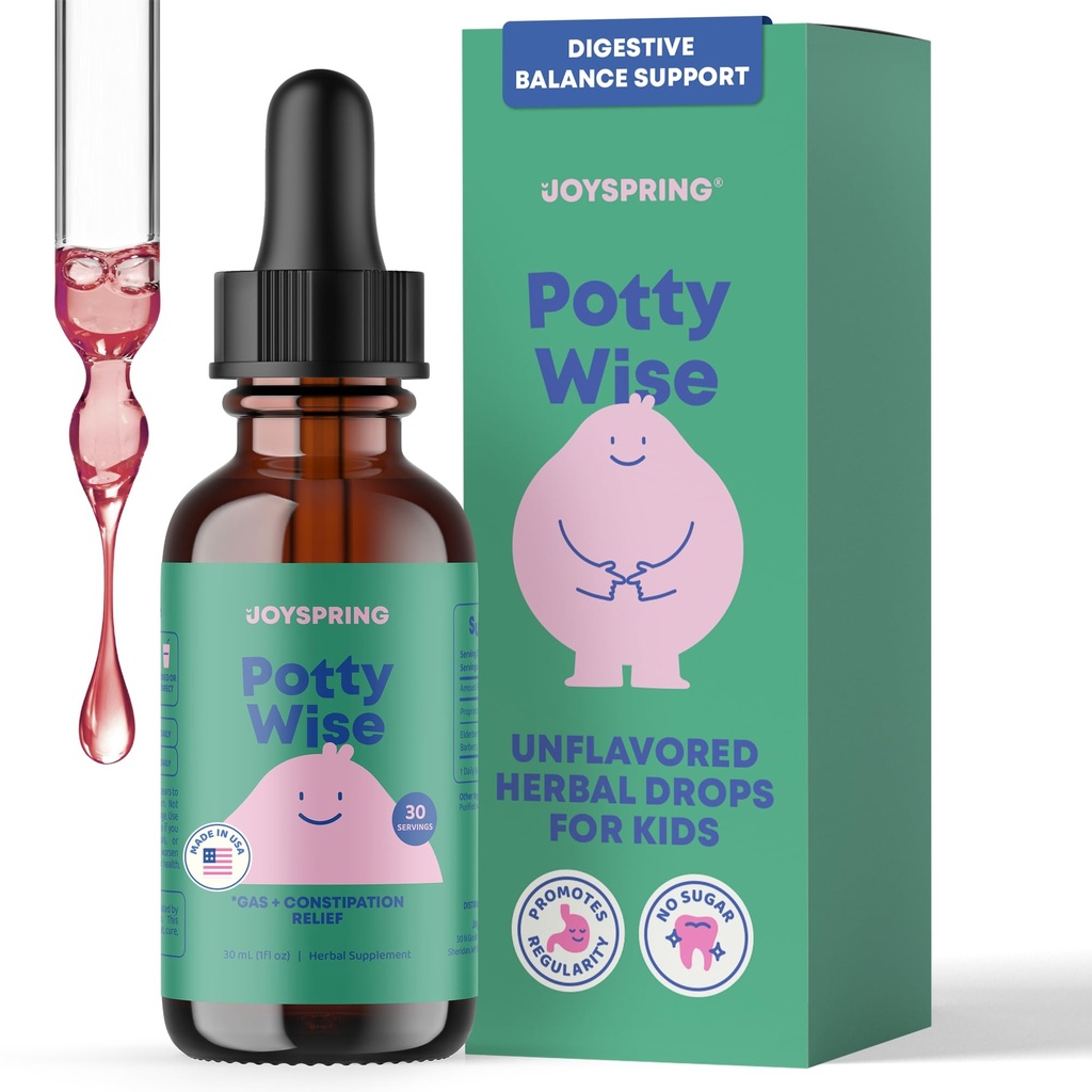JoySpring Potty Wise Drops - Çocuklar ve Toddler için Doğal Eklenme Yardımı – Yaşlılar, Licorice Root Extract, Fennel Tohum & Senna – Sugar-Free Vegan Liquid Comb (1 f oz) 30 Hizmetler