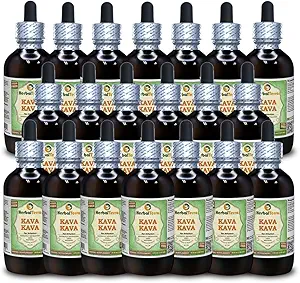 Kava Kava (Piper Methysticum) Γλυκερίτης, αποξηραμένο υγρό χωρίς ρίζα αλκοόλη (Όνομα: HerbalTerra, Περήφανα Made in USA) 20x4 fl.oz (20x120 ml)