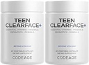 Kodage Teen Clearface Adolescent Face, Skin & Pimples, Vitamins A, C, D3, E, Pantothenic Acid, Niacin, çinko Supplement Youngrs, Probiyotikler, L-Lysine, Omega-3, Oily Skin, Pores, Spotlar - 2 Pack