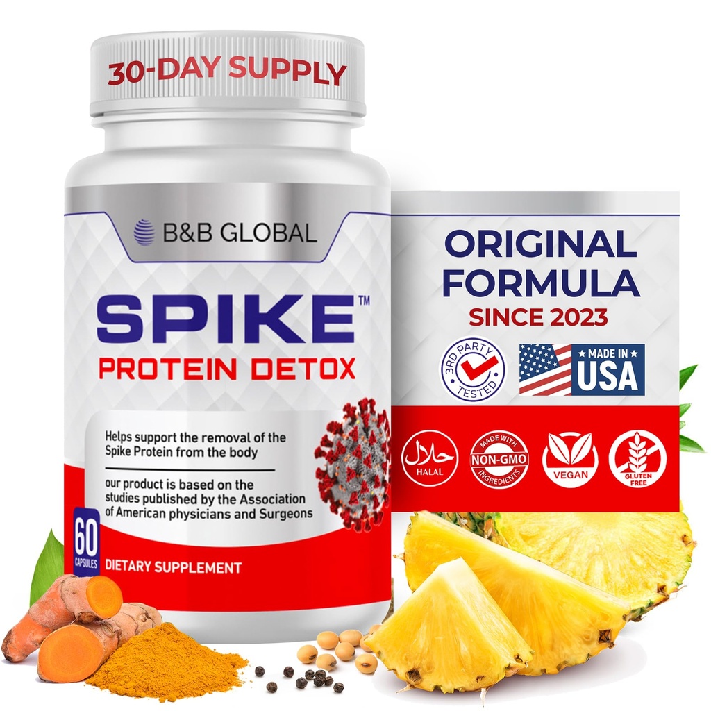 Spike Protein Detox – Spike Support Supplement for protein Balance - Unflavored 3-in-1 Mix with Nattokinase 4000Fu, Bromelain 500 mg, Curcumin 1000 mg - ABD'de Yapılan - 60 Capsules, 30 Day Supply