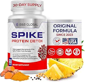 Spike Protein Detox - συμπλήρωμα στήριξης Spike για την ισορροπία πρωτεϊνών - Unflaved 3-in-1 Blend με Nattokinase 4000Fu, Bromelain 500mg, Curcumin 1000mg - Κατασκευάζεται στις ΗΠΑ - 60 κάψουλες, 30 ημέρες προσφοράς