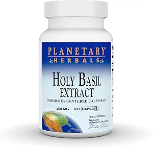 PLANETARY HERBALS Holy Basil Extract, Promotes Centered Calmness, 180 Count