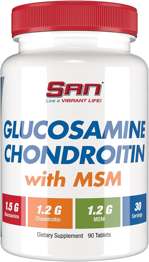 SAN Premium Glucosamine Chondroitin ile MSM Kompleksi Ortak Destek için - Sağlıklı Ortaklar ve Hareketlilik için Doğal Formula. 30 Hizmet