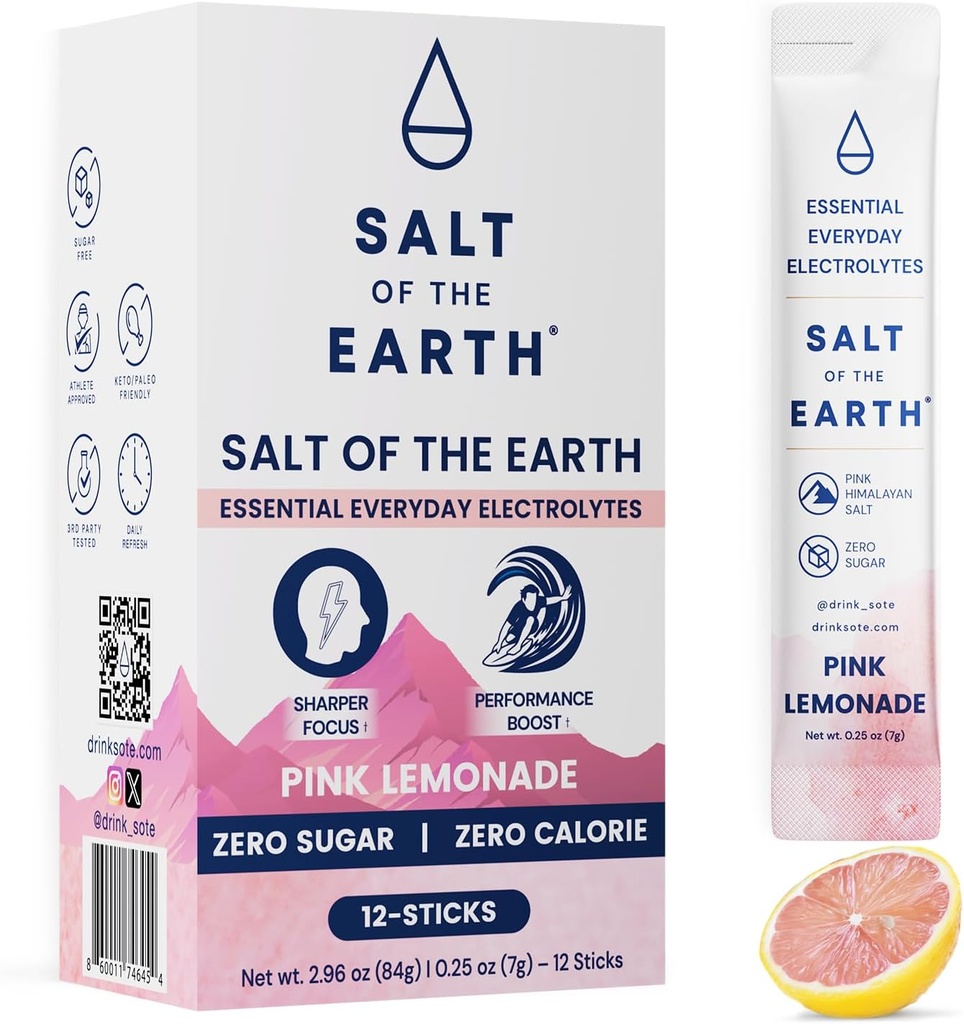 Αλάτι της Γης Premium Zero-Sugar Electrolyte - Κατασκευασμένο με ροζ αλάτι Ιμαλαΐων - Ενυδατική σκόνη Packets 