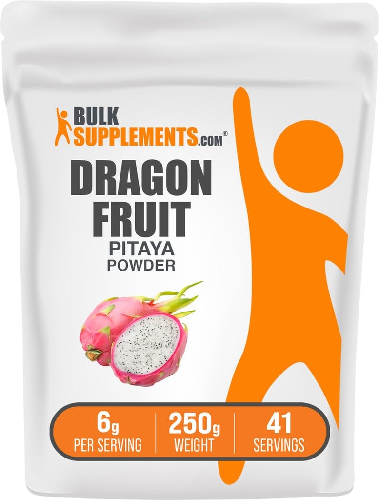 BulkSupplements.com Dragon Fruit Toz - Dragon Fruit Supplement, Pink Pitaya Toz - Gluten Free, 6g hizmet başına 250g (8.8 oz) (Paket 1)