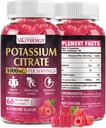Potasyum Gummies, Yüksek Potasyum Supplement (1000 mg), Destekler Leg Cramps & Muscle Health, Yetişkinler ve Çocuklar için Uygun, Vegan, Non-GMO, 60-Count