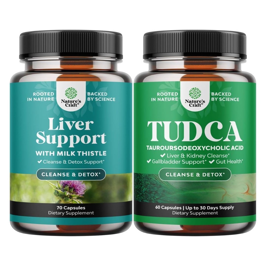 Πακέτο Liver Cleanse Detox & Repair Formula και Advanced TUDCA συμπλήρωμα υποστήριξης ήπατος - με το γάλα Thittle Dandelion Root Turmeric και Artichoke Extra Strength TUDCA 500mg Bile Salts