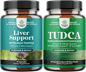 Liver Cleanse Detox & Tamir Formula ve Gelişmiş TUDCA Liver Support Supplement - Süt Butle Dandelion Root Turmeric ve Artichoke Ekstra - Ekstra Güçlü TUDCA 500 mg Bile Salts