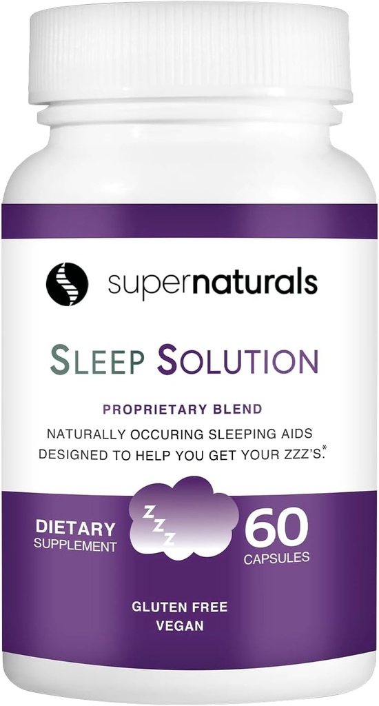 Sağlık Uyku Çözümü, Yetişkinler için Uyku Tamamı ve Doğal Uyku Desteği, Vegan Malzemeler, Gluten-Free Magnezyum Sleep Supplement, 60 Capsules