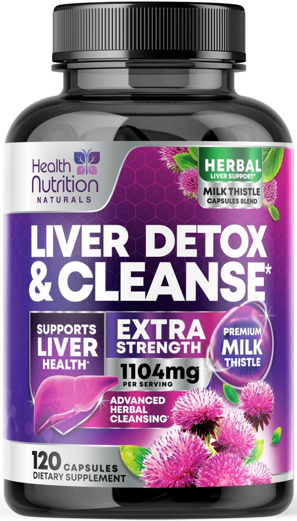Gentle Liver Cleanse Detox & Beauty Formula - Advanced Liver Support Supplement with Silymarin Milk Thistle, Dandelion Root, Artichoke Extract, Turmeric, Choline, & Beetroot - 120 Veggie Capsules