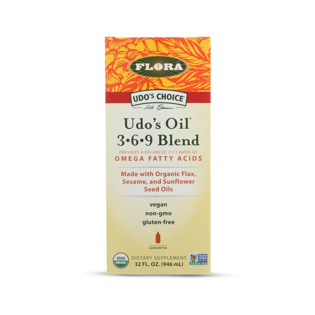 Flora Udo'nun Petrol 3-6-9 - Vegan Omega-3-6, Contains Organic Coconut, Flax Seed Oil & More - Keep Chilled - 32 fl. oz.