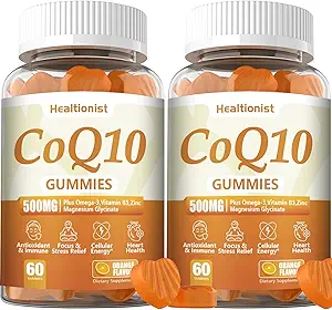 2 Pack 500MG Coq10 Gummies - 3X Daha İyi Aborpsiyon, Plus Omega-3, Magnezyum, B3 & çinko - Coenzyme Q10 Kalp Sağlığı, Hücre Enerji ve Antioksi, Vegan, 120 Konts