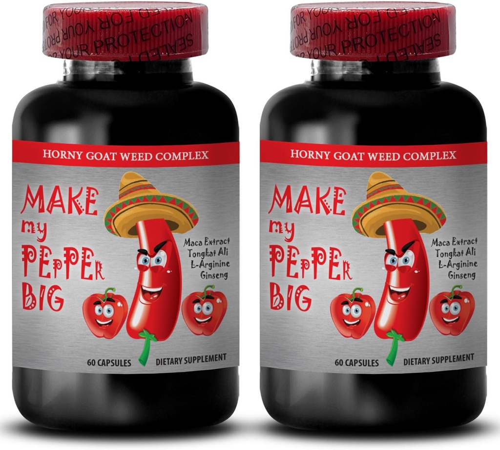 Erkek büyütme hapları büyüklüğü artırıyor - MAKE MY PEPPER BÜYÜK - NATURAL MALE ENLARGEMENT, Maca, L-Arginine, Longjack hapları, erkek performansçı, tongkat ali for men, erkek libido hapları, 2 Bot 120 Caps