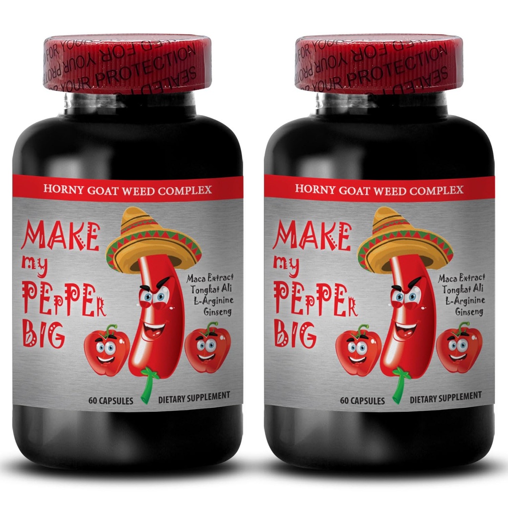Erkek büyütme hapları büyüklüğü artırıyor - MAKE MY PEPPER BÜYÜK - NATURAL MALE ENLARGEMENT, Maca, L-Arginine, Longjack hapları, erkek performansçı, tongkat ali for men, erkek libido hapları, 2 Bot 120 Caps