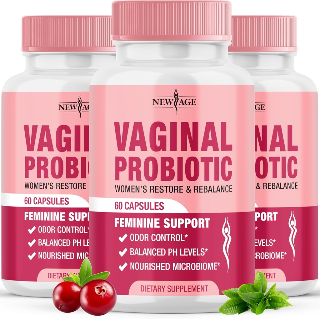 NEW AGE Vaginal Probiyotikler for Women with Prebiyotiks, Cranberry Extract, and a Lactobacillus Probiyotik Mix, Supports Health PH Balance, Odor Control, Vaginal Flora - 180 Capsules