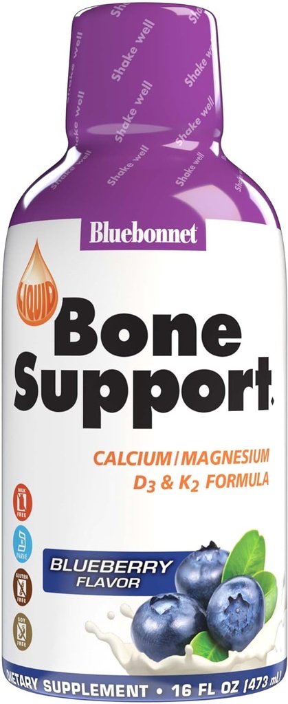 Bluebonnet Beslenme Sıvı Kemik Desteği, Citrate, Magnezyum Citrate, D3, K2, Bone Health, Non GMO, Gluten Free, Soy ücretsiz, süt ücretsiz, kosher, 32 Hizmet, Blueberry Flavor, 16 Fl Oz (kısanın paketi)