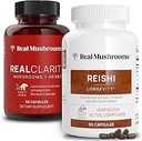 Real Mushrooms RealClarity (60ct) and Reishi (90ct) Κάψουλες Bundle - Mushroom Supplement for Mental Clarity, Focus, Relaxation, Sleep & Longevity - Vegan, Non-GMO, Επαληθευμένα Επίπεδα Beta-Glucans