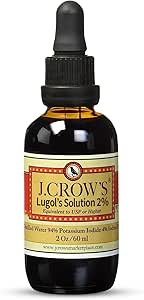 J.CROW'S® Lugol's Solution of Iodine 2 oz (1 Şişe) – Premium Iodine & P Properties Iodide Liquid, Gluten &, Alkol-Free Natural Brine Extract, No Expiration