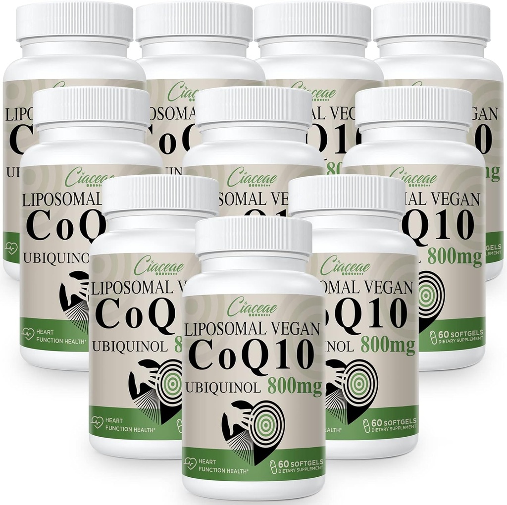 Liposomal CoQ10 800 mg Ubiquinol Softgel, Max Abxia Ubiquinol Coenzyme Q10, Ubiquinol CoQ10 Supplement for Antioksi, Heart Function & Energy Production, Pure CoQ10 800 mg, 600 Vegan Softgels