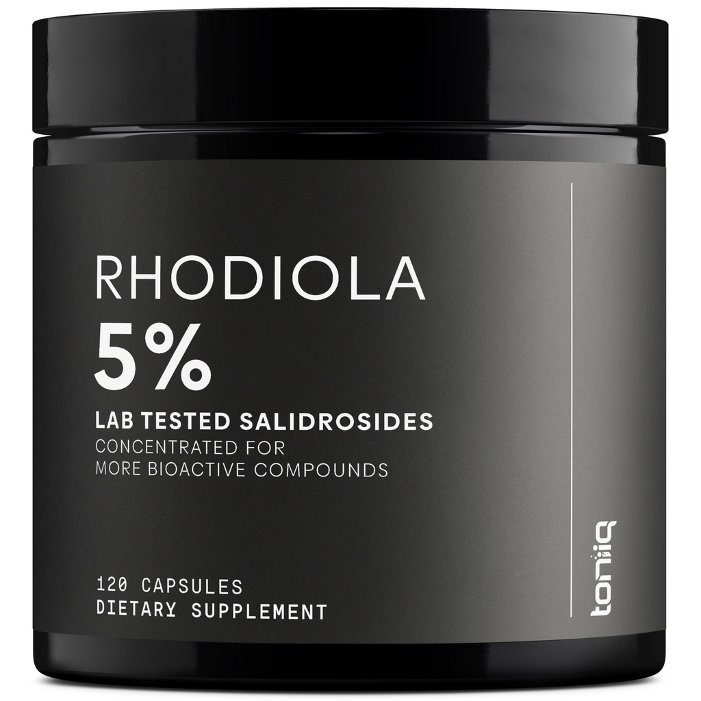 Toniiq Triple- Strength 600mg Rhodiola Rosea - 120 κάψουλες - 5% Salidroside συμπυκνωμένο εκχύλισμα - Πολύ καθαρό και βιοδιαθέσιμο