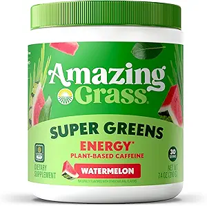 Amazing Grass Greens Mix Energy: Smoothie Mix, Super Greens Toz & Plant Based Caffeine with Matcha Green Tea & Beet Root Toz, Watermelon, 30 Hizmet (Pazar May Vary)